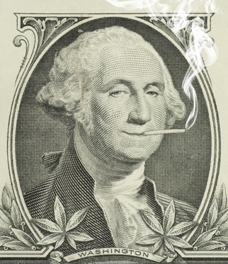 George washington on dollar bill smoking a joint